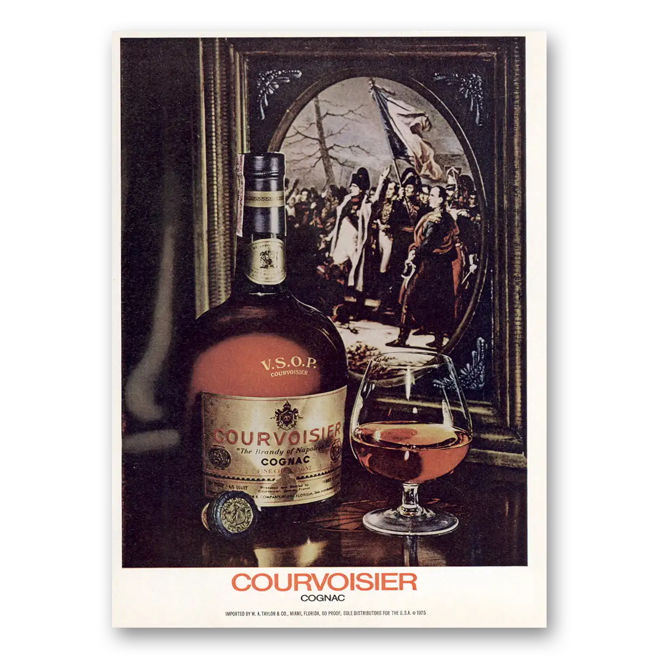 1975 Courvoisier Cognac Napoleon Vintage Magazine Print Ad