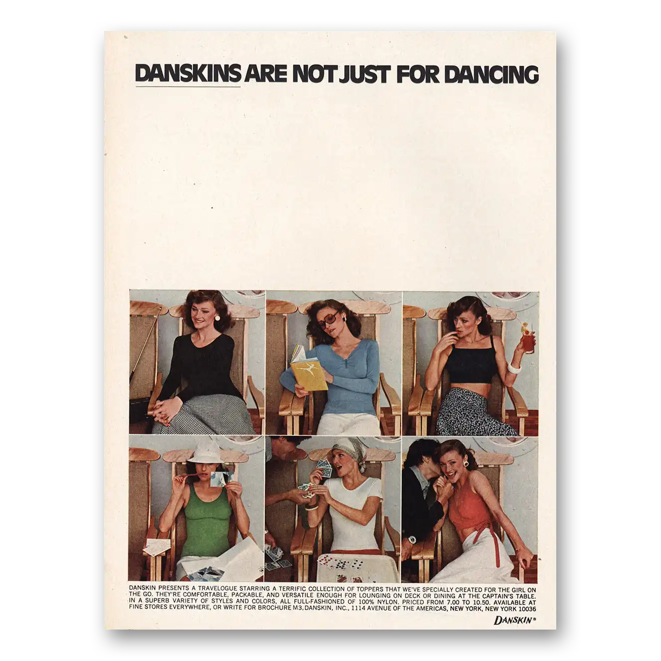 1975 Danskins Travelogue Not Just for Dancing Vintage Magazine Print Ad