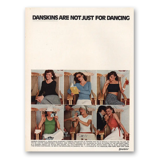 1975 Danskins Travelogue Not Just for Dancing Vintage Magazine Print Ad