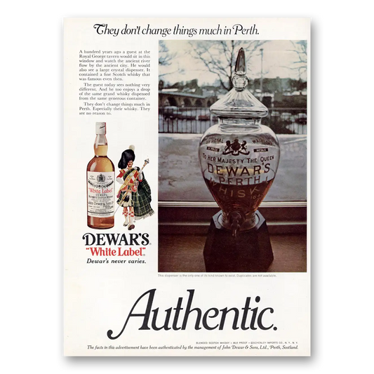 1975 Dewars White Label They Don't Change Things Much In Perth Vintage Magazine Print Ad