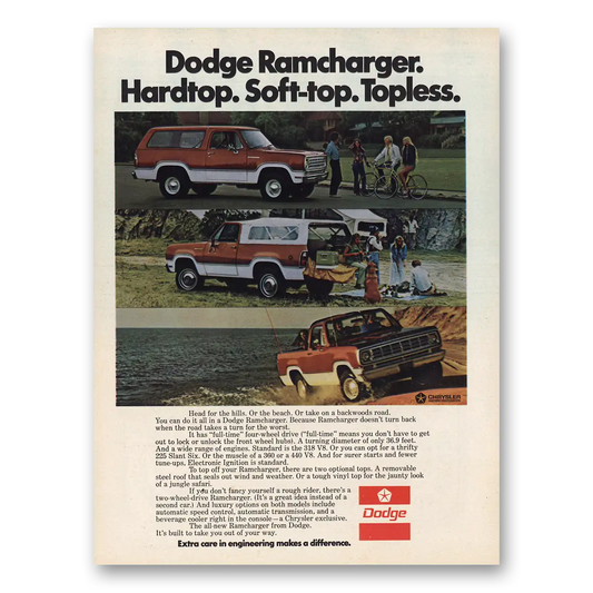 1975 Dodge Ramcharger Hardtop Soft Top Topless Vintage Magazine Print Ad