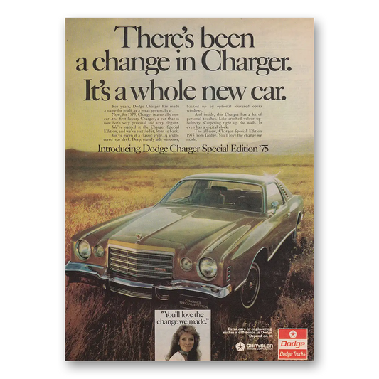 1974 Dodge Charger Special Edition Theres Been a Change In Charger Vintage Magazine Print Ad