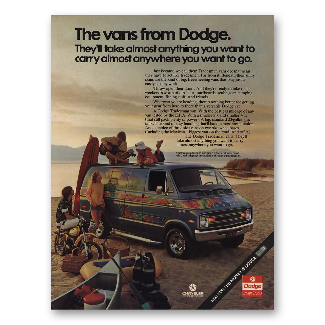 1975 Dodge Tradesman Van Anything You Want to Carry Vintage Magazine Print Ad