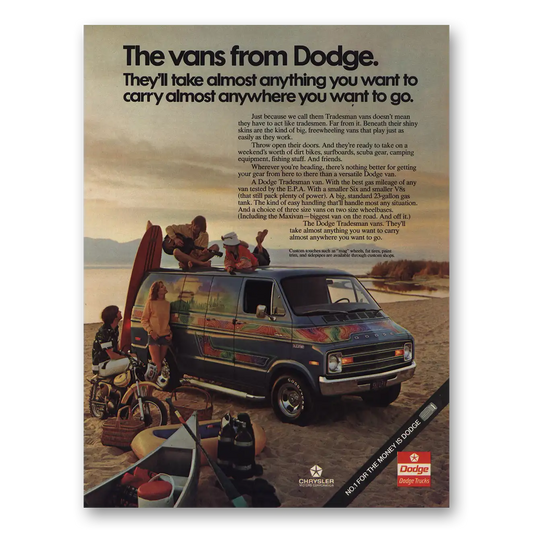 1975 Dodge Tradesman Van Anything You Want to Carry Vintage Magazine Print Ad