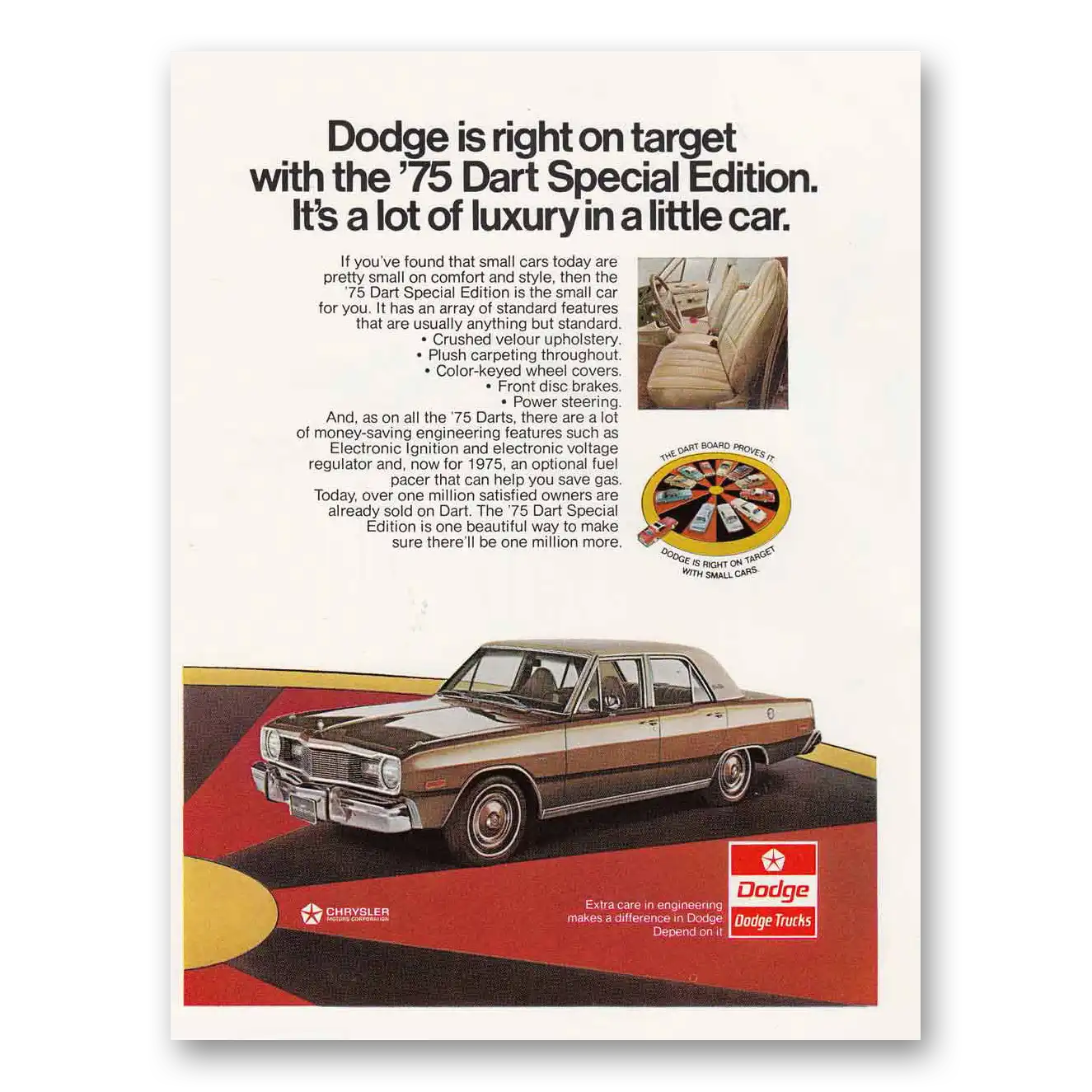 1974 Dodge Dart Special Edition Right on Target Vintage Magazine Print Ad