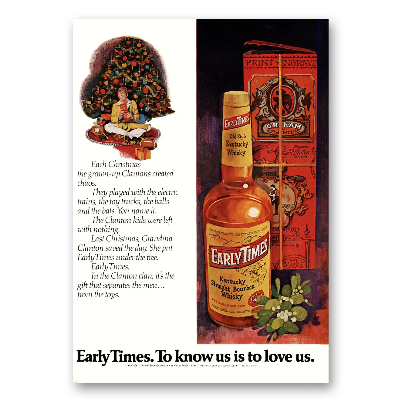 1975 Early Times Whisky Each Christmas Grown Up Clantons Vintage Magazine Print Ad