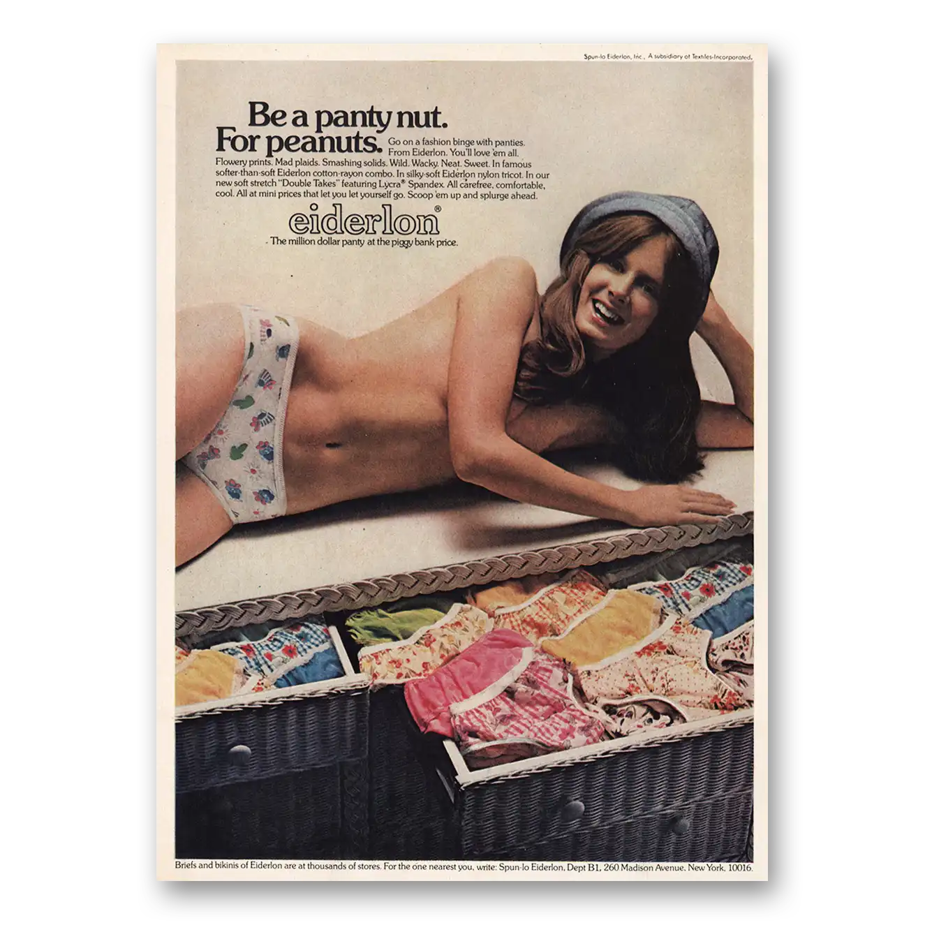 1975 Eiderlon Be Panty Nut for Peanuts Vintage Magazine Print Ad