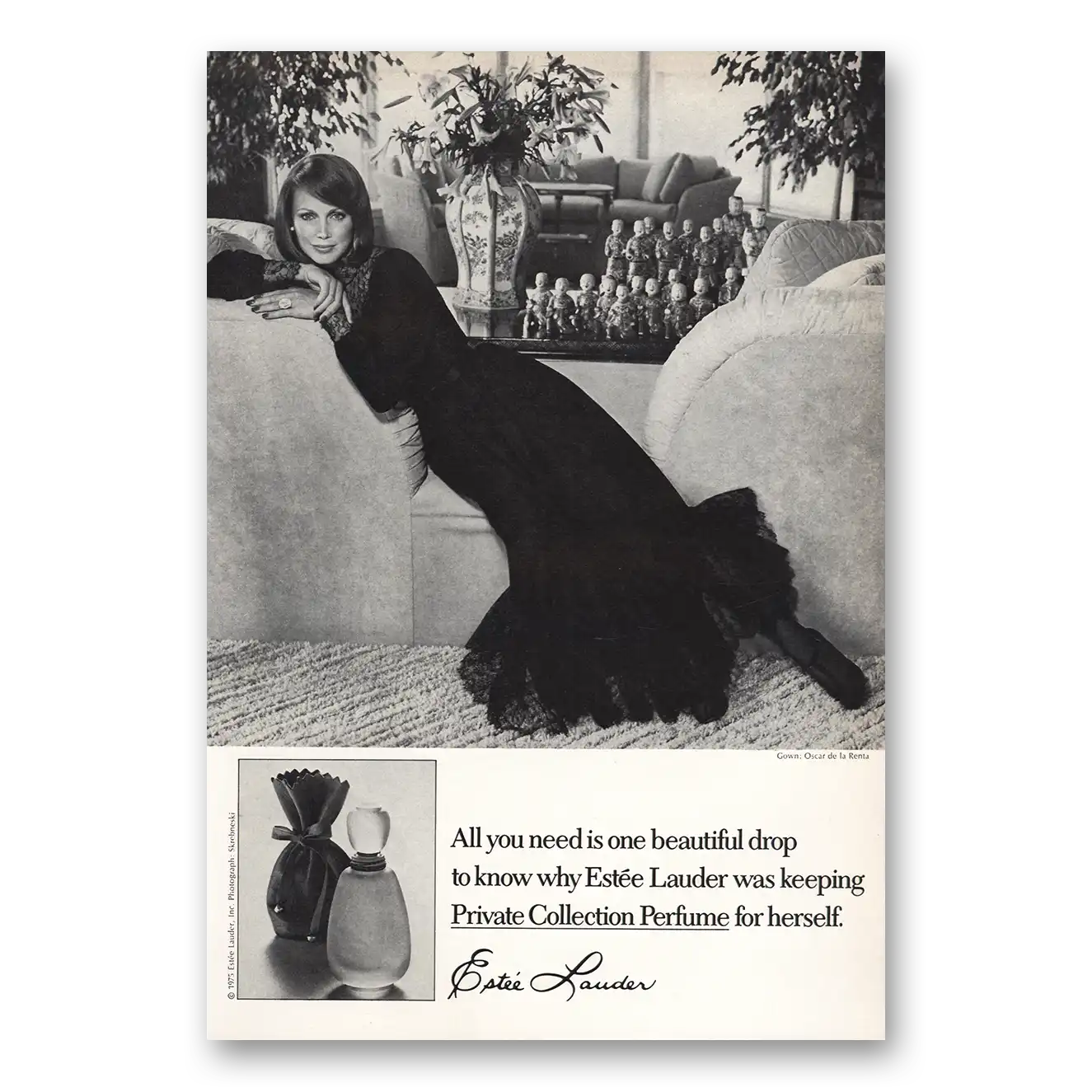 1975 Estee Lauder One Beautiful Drop Vintage Magazine Print Ad