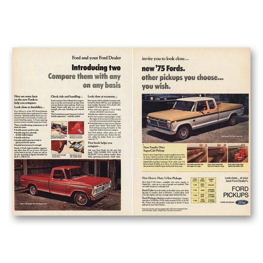 1975 Ford Pickup Compare Them Vintage Magazine Print Ad