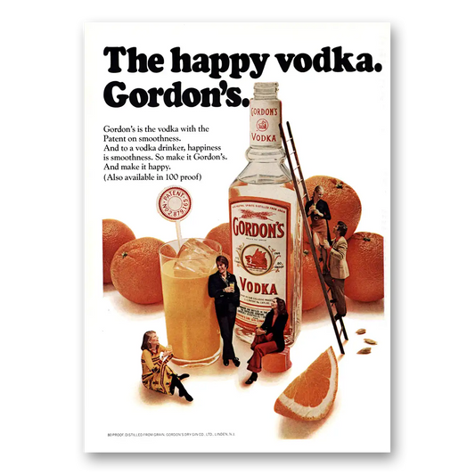 1975 Gordons Vodka Happy Vodka Vintage Magazine Print Ad