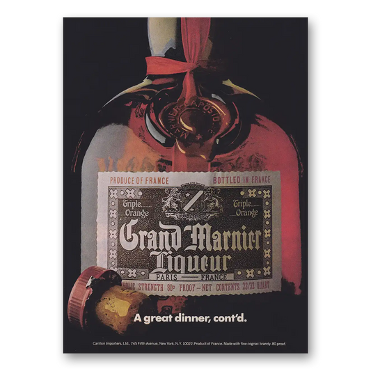 1975 Grand Marnier Great Dinner Vintage Magazine Print Ad