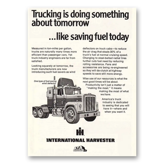 1975 International Trucks Fuel Saving Vintage Magazine Print Ad