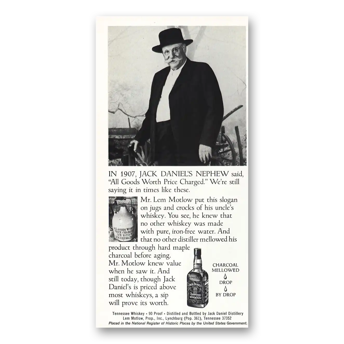 1975 Jack Daniels Nephew All Goods Worth Price Charged Vintage Magazine Print Ad