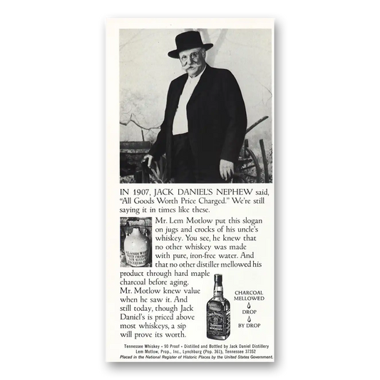 1975 Jack Daniels Nephew All Goods Worth Price Charged Vintage Magazine Print Ad