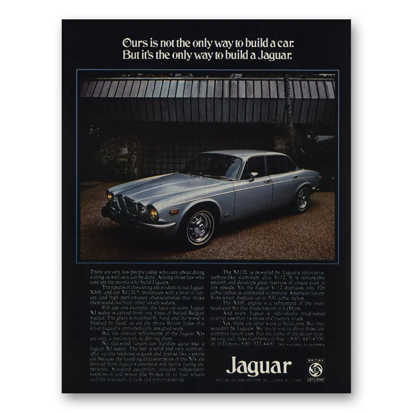 1975 Jaguar Only Way to Build Car Vintage Magazine Print Ad