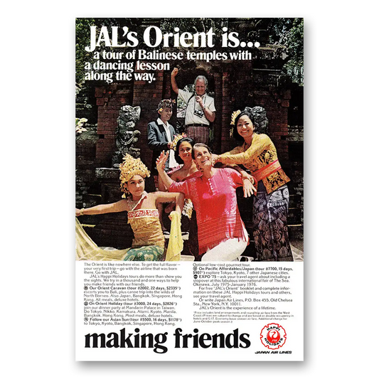 1975 Japan Air Lines Balinese Temples Vintage Magazine Print Ad