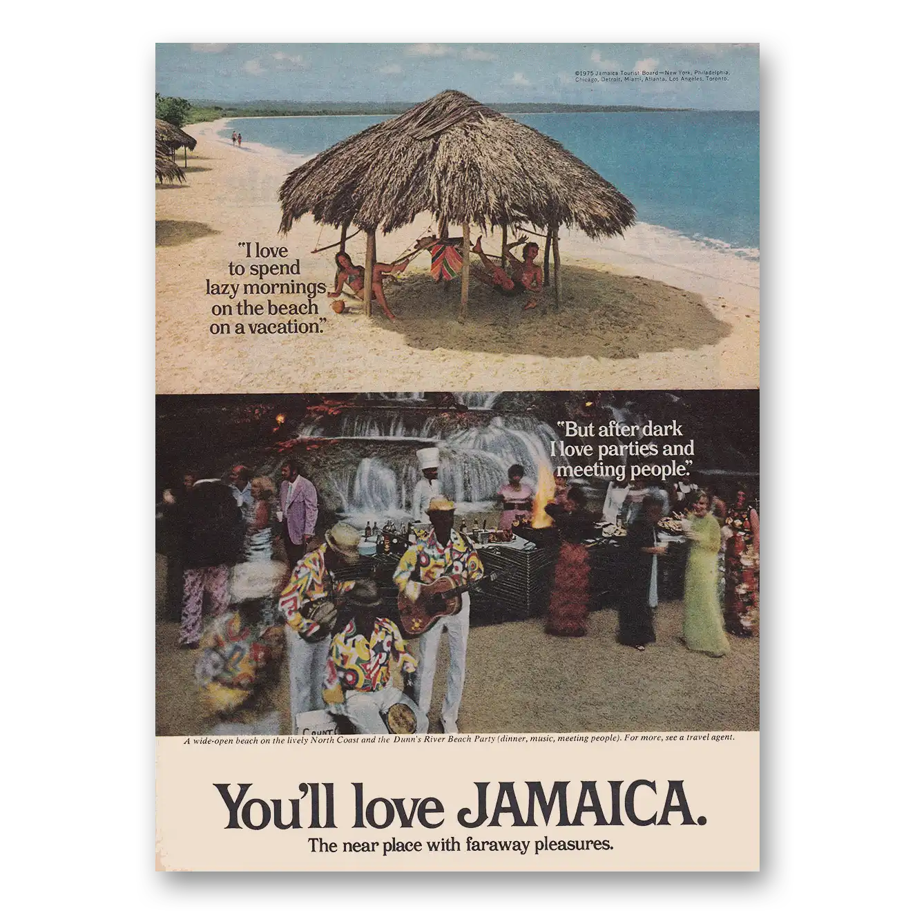 1975 Jamaica I Love to Spend Lazy Mornings Vintage Magazine Print Ad