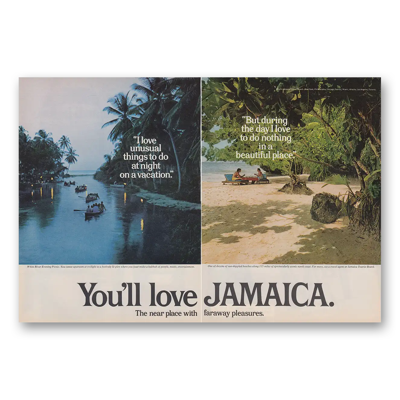 1975 Jamaica I Love Unusual Things Do at Night Vintage Magazine Print Ad