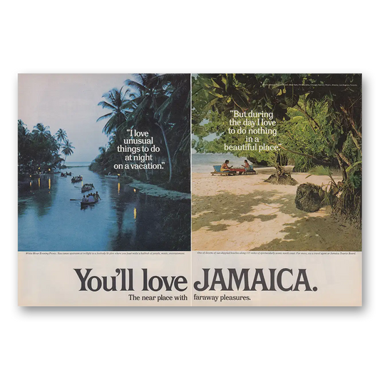 1975 Jamaica I Love Unusual Things Do at Night Vintage Magazine Print Ad