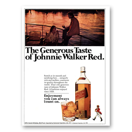 1975 Johnnie Walker Red Label Generous Taste Vintage Magazine Print Ad