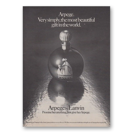 1975 Arpege Perfume Very Simply the Most Beautiful Vintage Magazine Print Ad