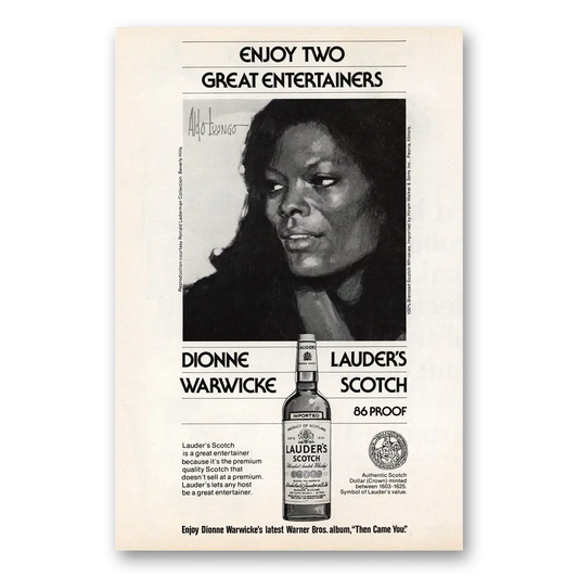 1975 Lauders Scotch Dionne Warwicke Vintage Magazine Print Ad