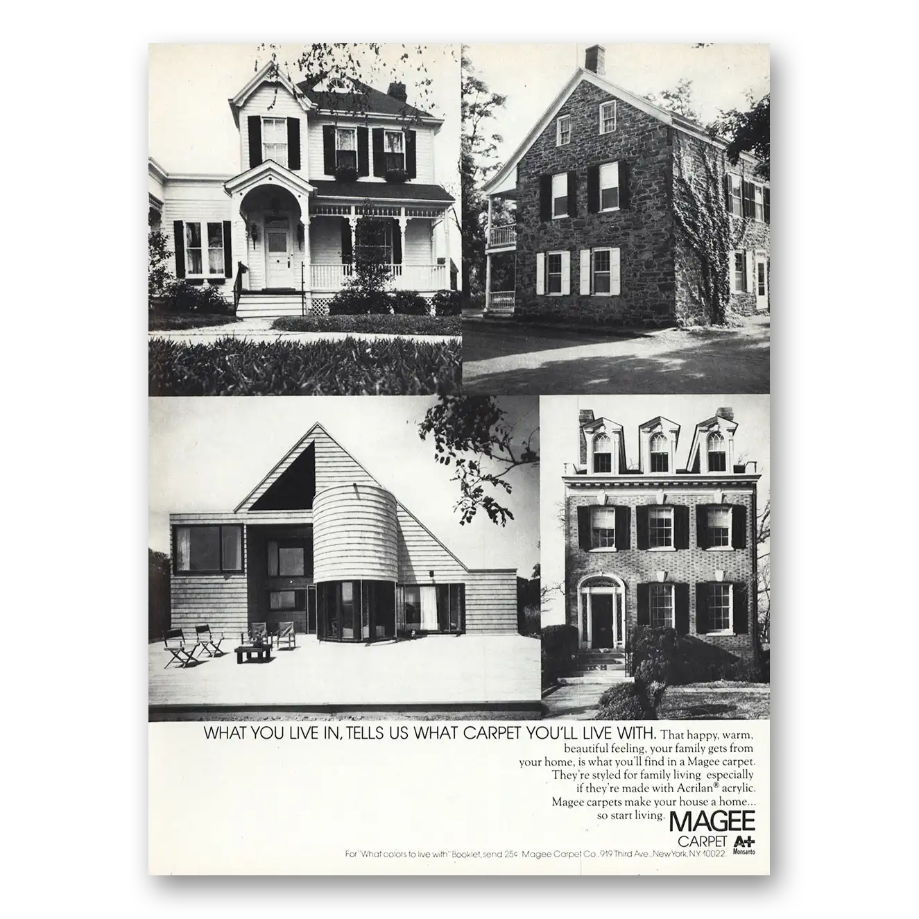 1975 Magee Carpet What You Live In Tells Us Vintage Magazine Print Ad