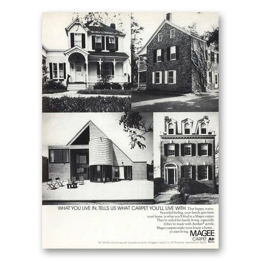 1975 Magee Carpet What You Live In Tells Us Vintage Magazine Print Ad