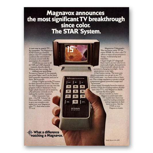 1975 Magnavox STAR System TV Most Significant TV Breakthrough Vintage Magazine Print Ad