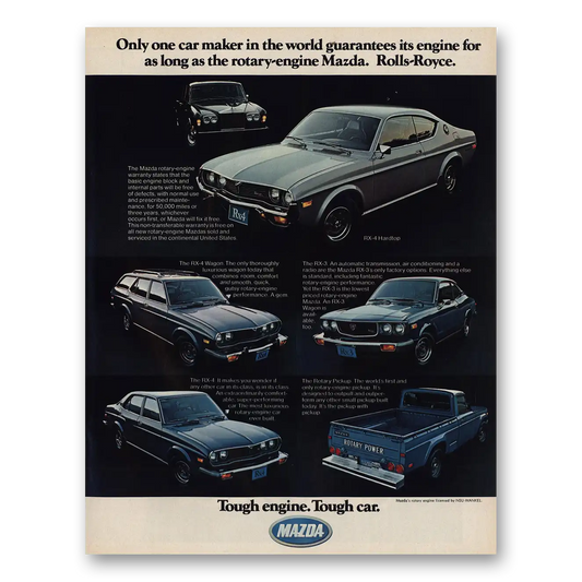 1975 Mazda Guarantees Engine Rotary Vintage Magazine Print Ad