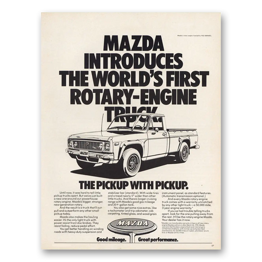 1975 Mazda Rotary Engine Truck Vintage Magazine Print Ad