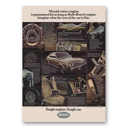 1975 Mazda RX4 Rotary Engine Is Guaranteed Vintage Magazine Print Ad