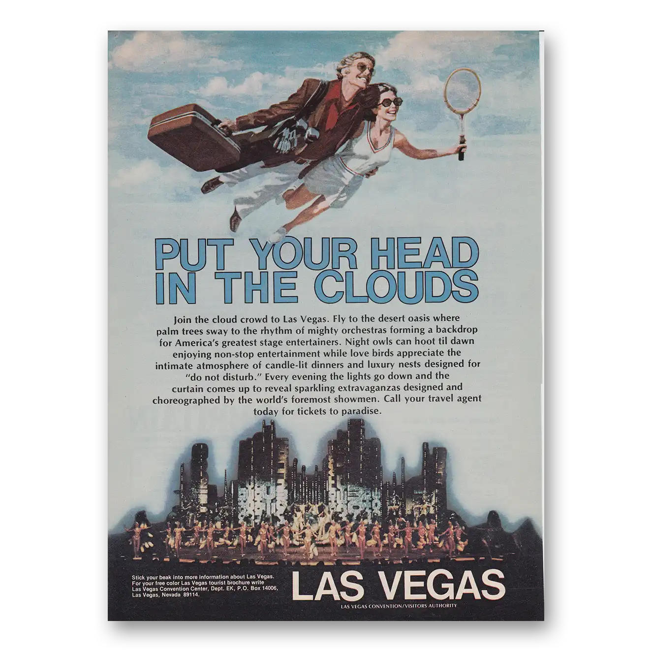 1975 Las Vegas Nevada Put Your Head In the Clouds Vintage Magazine Print Ad