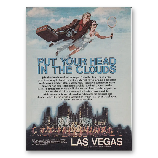 1975 Las Vegas Nevada Put Your Head In the Clouds Vintage Magazine Print Ad