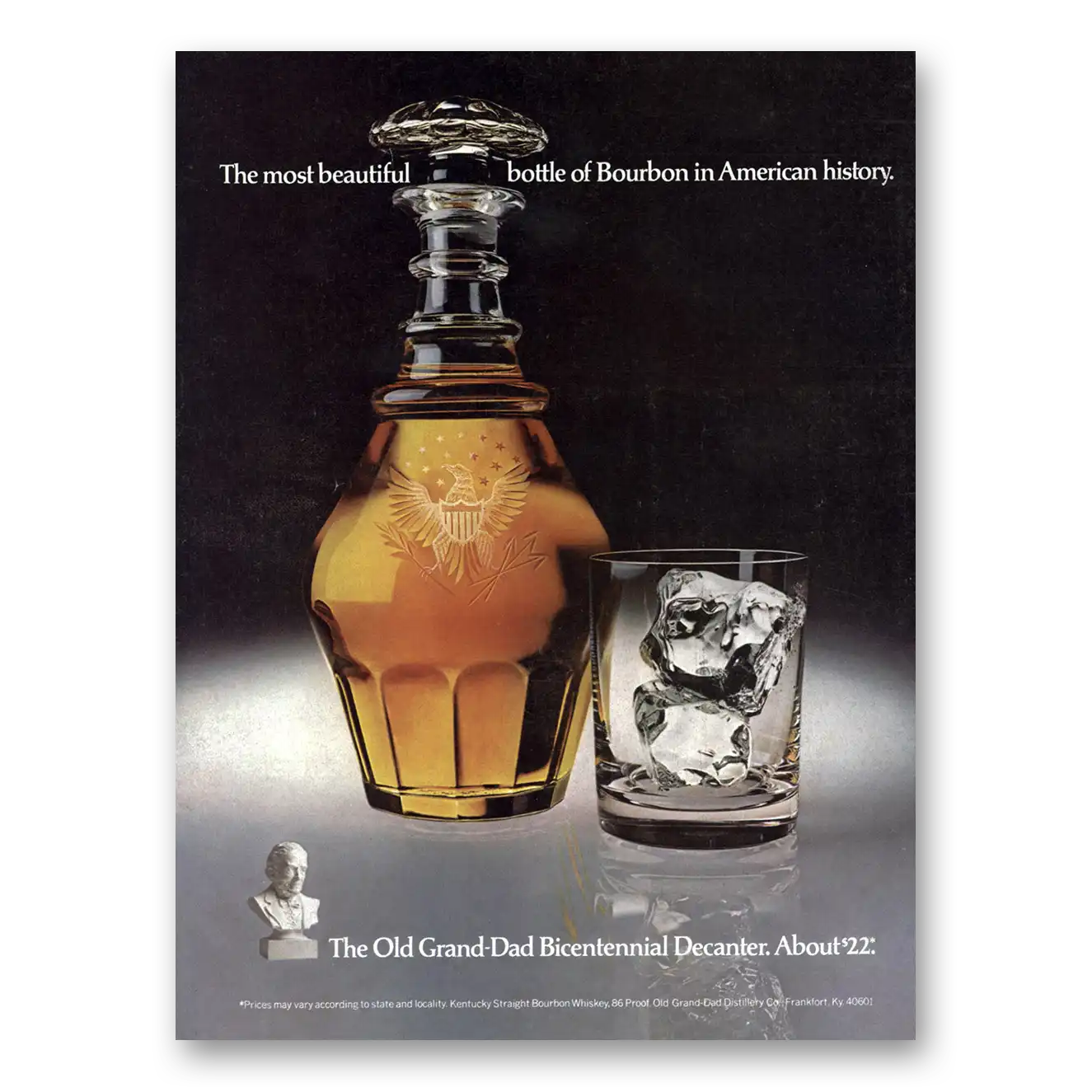 1975 Old Grand-Dad Bourbon Whiskey Beautiful Bottle of Bourbon American History Vintage Magazine Print Ad