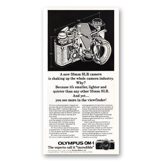 1975 Olympus Camera Shaking Up the Whole Camera Industry Vintage Magazine Print Ad