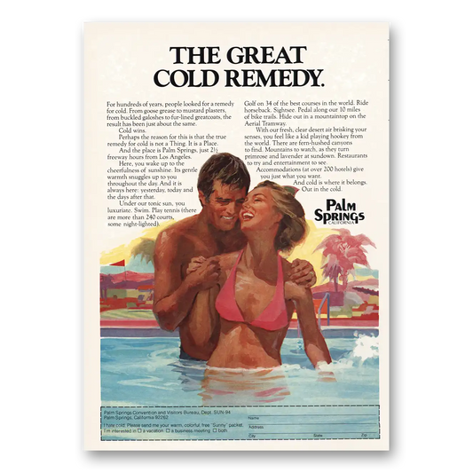 1975 Palm Springs California Great Cold Remedy Vintage Magazine Print Ad