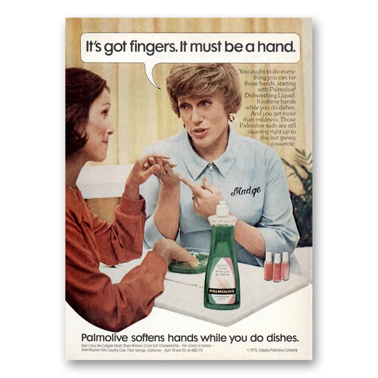 1975 Palmolive Dish Soap Got Fingers It Must Be a Hand Vintage Magazine Print Ad