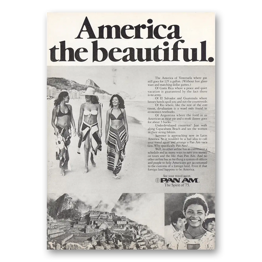 1975 Pan Am America the Beautiful Vintage Magazine Print Ad