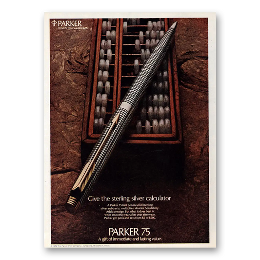 1975 Parker 75 Pen Sterling Silver Calculator Vintage Magazine Print Ad