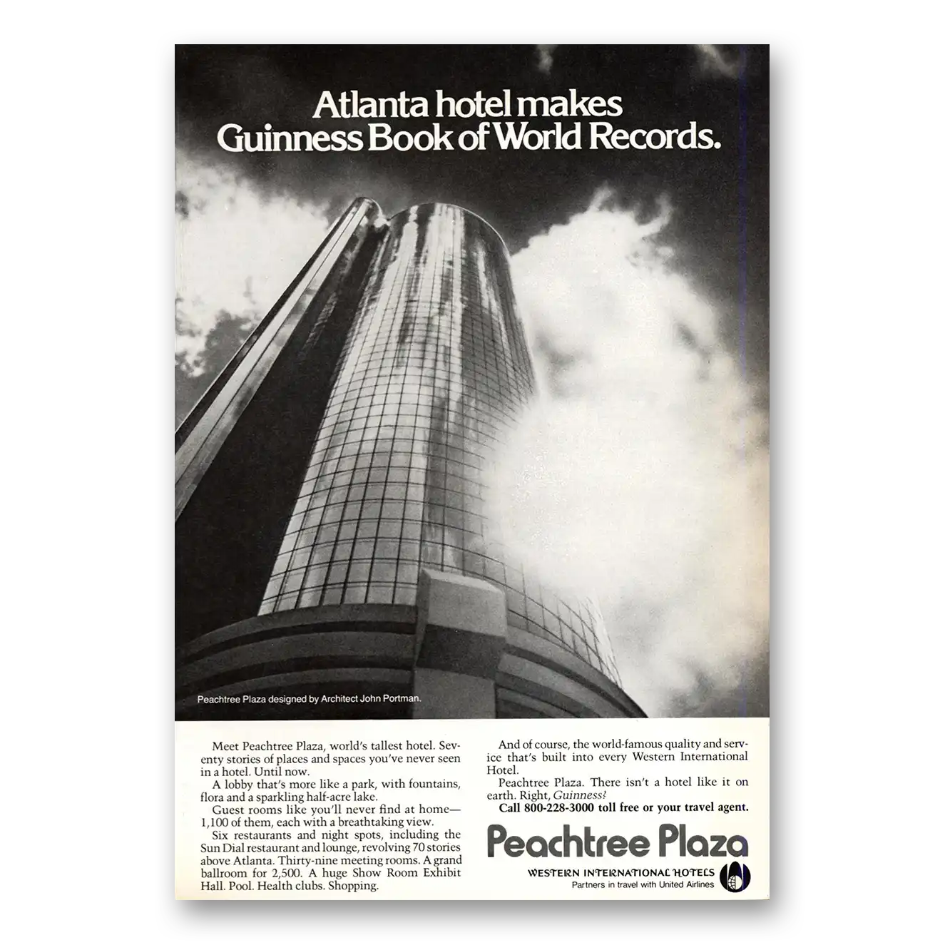 1975 Peachtree Plaza Guinness Book of World Records Vintage Magazine Print Ad