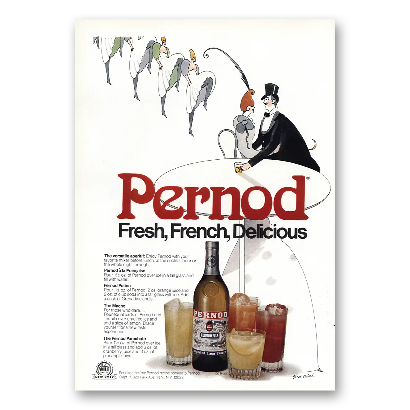 1975 Pernod Fresh French Delicious Vintage Magazine Print Ad