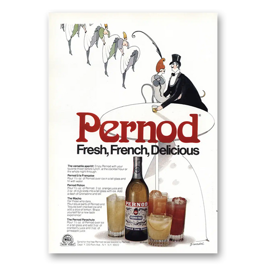 1975 Pernod Fresh French Delicious Vintage Magazine Print Ad