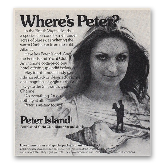 1975 Peter Island Virgin Islands Wheres Peter Vintage Magazine Print Ad