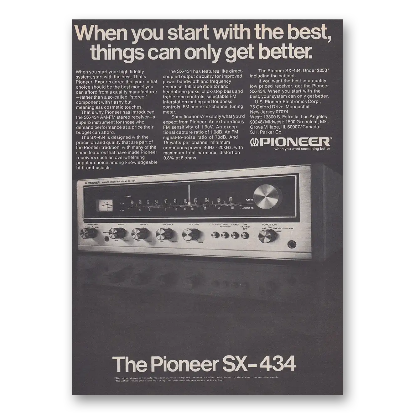 1975 Pioneer Stereo Components Start with the Best Things Can Only Get Better Vintage Magazine Print Ad