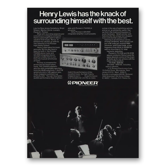 1975 Pioneer Stereo Components Henry Lewis Has the Knack of Surrounding Himself Vintage Magazine Print Ad