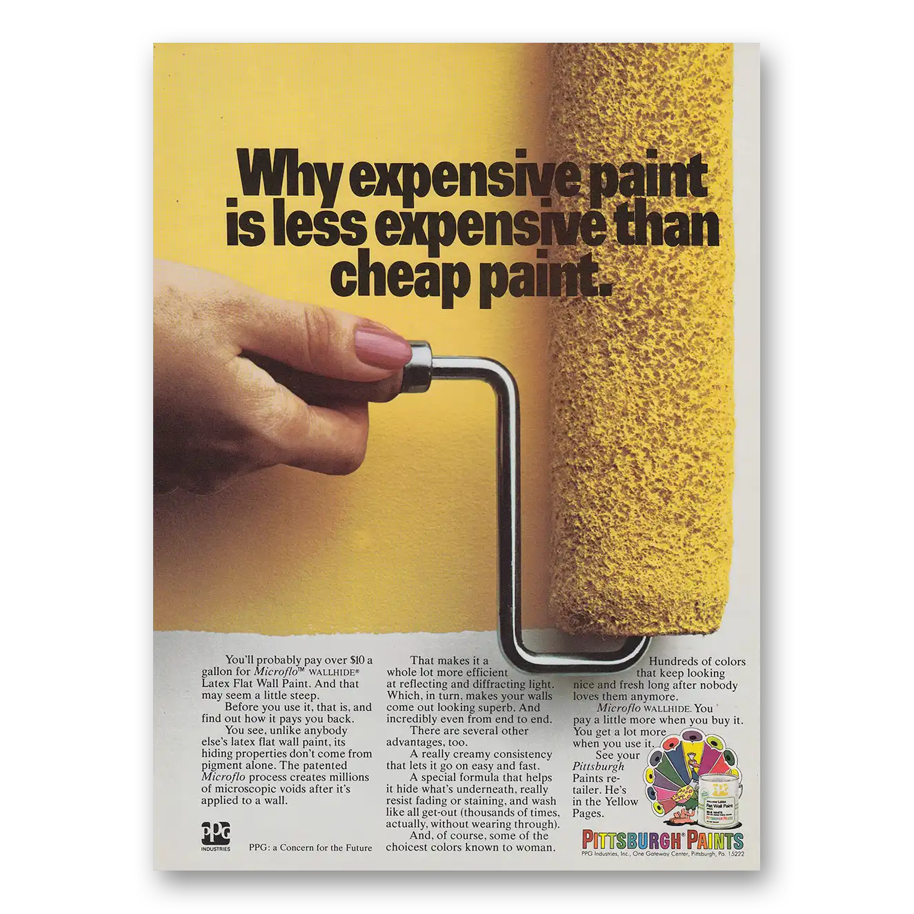 1975 Pittsburgh Paints Expensive Paint Is Less Expensive Vintage Magazine Print Ad