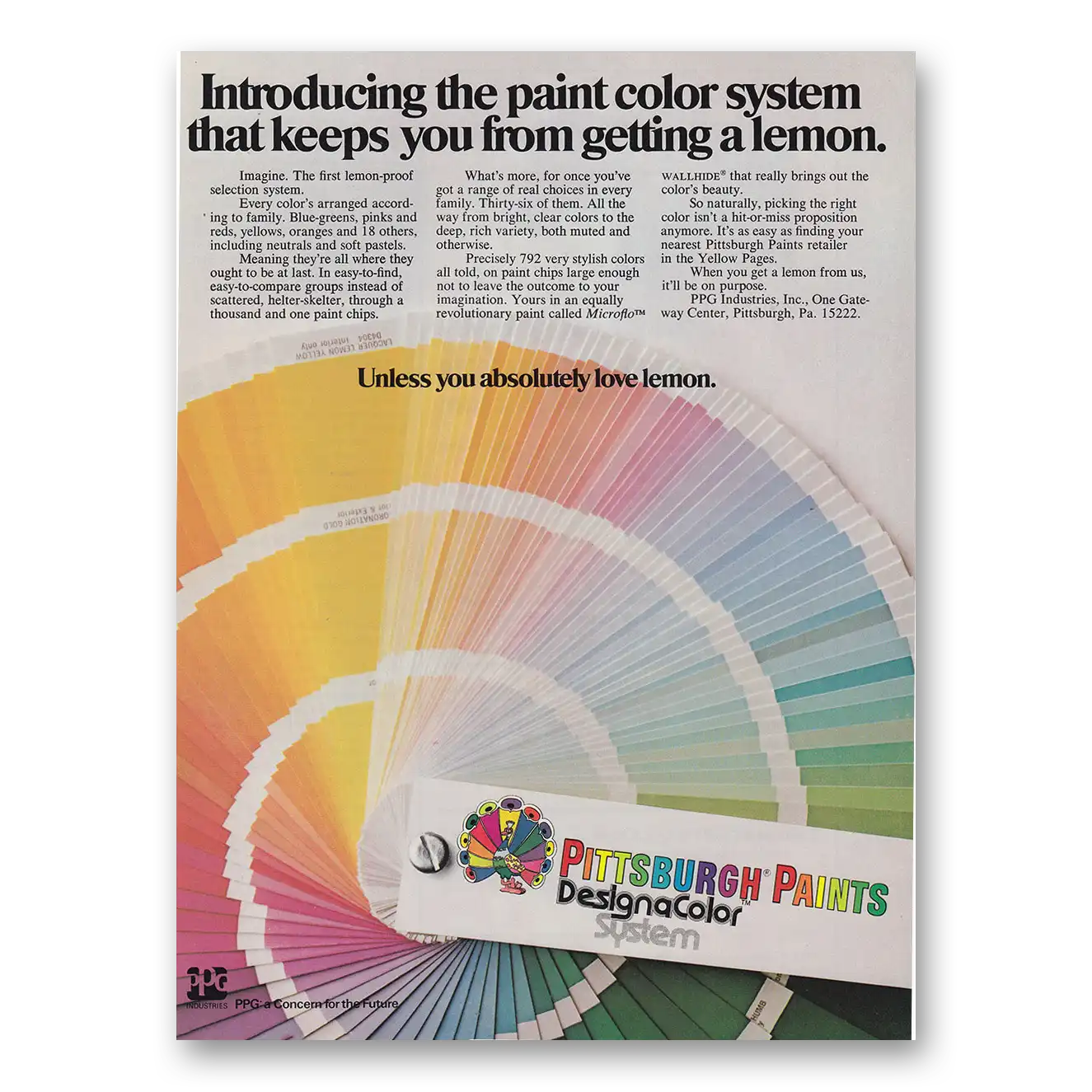 1975 Pittsburgh Paints Keeps You From Getting a Lemon Vintage Magazine Print Ad