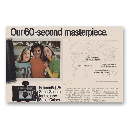 1975 Polaroid Super Shooter 60 Second Masterpiece Vintage Magazine Print Ad