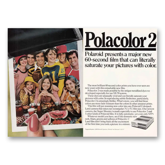 1975 Polarcolor 2 Film 60 Second Film Vintage Magazine Print Ad